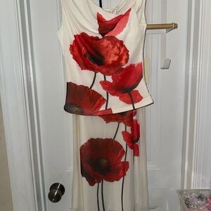 NWT 2 Piece Floral Set Sleeveless Top & Matching Midi Skirt Size Small